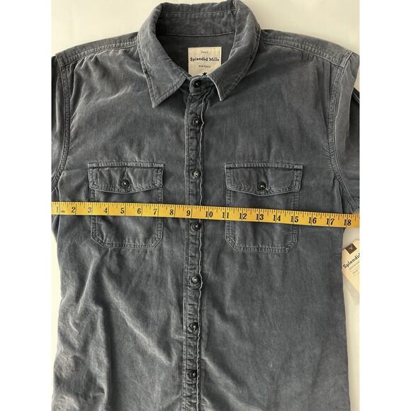 Splendid Mills Corduroy Shirt Men S Gray Lightweight Casual Western Cowboy NWT - Picture 4 of 9